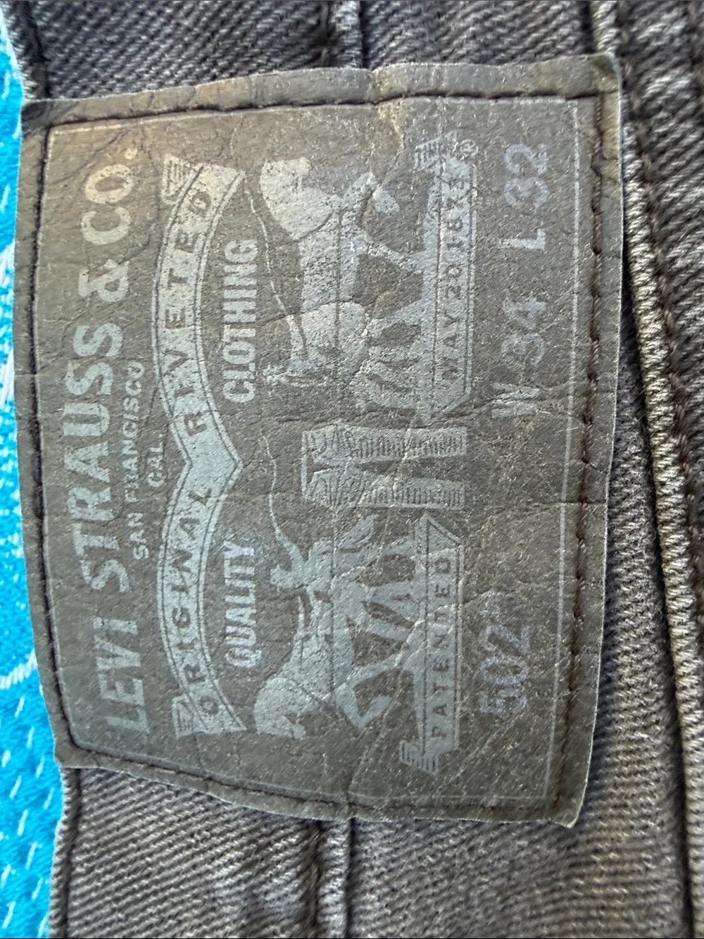 Levi's 502 Taper Black Washed Denim Jeans Size 34x32